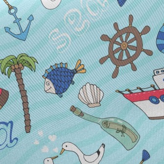 Sailboat Lighthouse Seagull Fi Twill