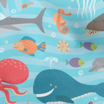 Cute Sea Creatures Micro Fleece