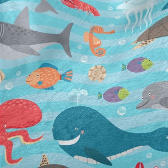 Cute Sea Creatures Minky