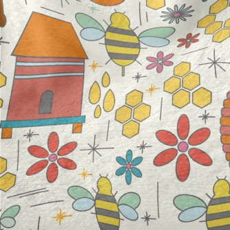 Hexagonal Hive Bees Minky