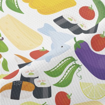 Fresh Fish, Fruits And Vegetab Piqué