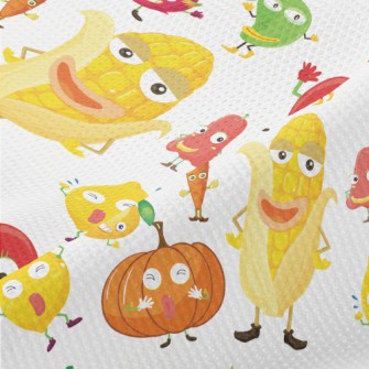 Funny Fruits And Vegetables Wi Piqué