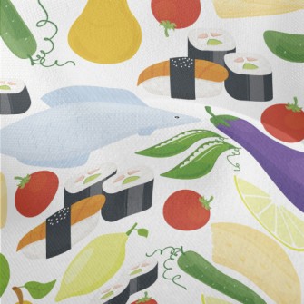 Fresh Fish, Fruits And Vegetab Lightweight Performance Linen