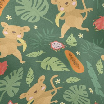 Little Monkey Eats Fruit Lightweight Performance Linen