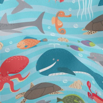 Cute Sea Creatures Lightweight Performance Linen