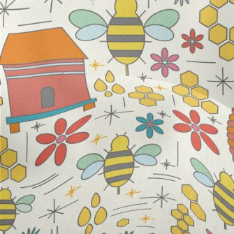 Hexagonal Hive Bees Lightweight Performance Linen
