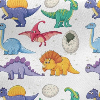 Colorful Dinosaur World Jersey Backed Fleece