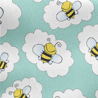 Hardworking Bees In The Clouds Jersey Backed Fleece