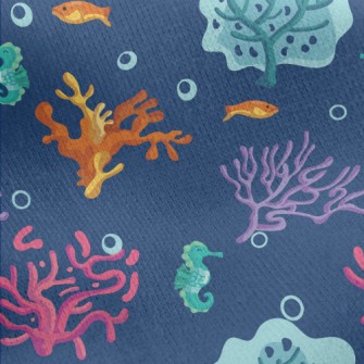 Mysterious Colorful Coral Jersey Backed Fleece