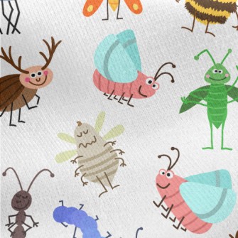 Lively Smiling Insect Kingdom Jersey Backed Fleece