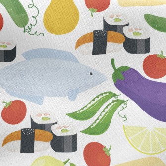 Fresh Fish, Fruits And Vegetab Jersey Backed Fleece