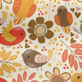 Autumn Harvest Bird Jersey Backed Fleece
