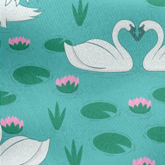 Love Swan Couple Jersey Backed Fleece