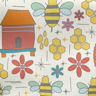 Hexagonal Hive Bees Jersey Backed Fleece