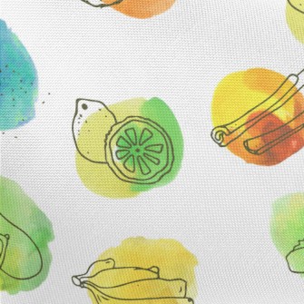 Watercolor Lemon Avocado Pongee