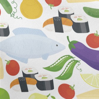 Fresh Fish, Fruits And Vegetab Pongee