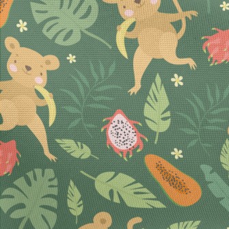 Little Monkey Eats Fruit Pongee