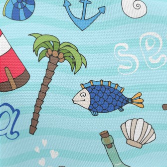 Sailboat Lighthouse Seagull Fi Pongee