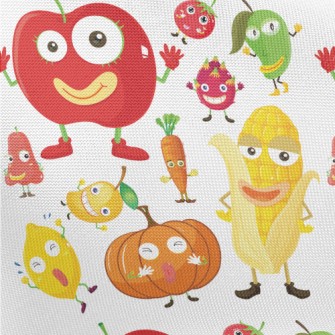 Funny Fruits And Vegetables Wi Pongee