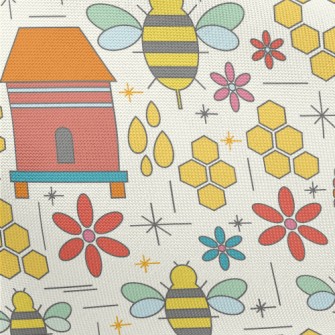 Hexagonal Hive Bees Pongee