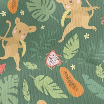 Little Monkey Eats Fruit Stretch Jersey
