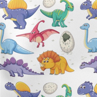 Colorful Dinosaur World Lightweight Cotton Poplin