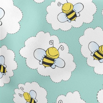 Hardworking Bees In The Clouds Lightweight Cotton Poplin
