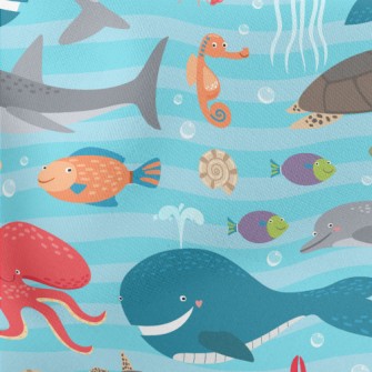 Cute Sea Creatures Lightweight Cotton Poplin