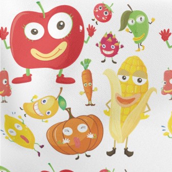 Funny Fruits And Vegetables Wi Lightweight Cotton Poplin