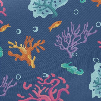 Mysterious Colorful Coral Midweight Cotton Poplin