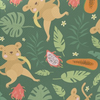 Little Monkey Eats Fruit Midweight Cotton Poplin