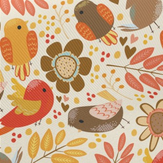 Autumn Harvest Bird Midweight Cotton Poplin