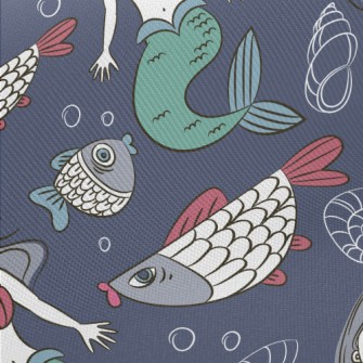 Quiet And Beautiful Mermaid Midweight Cotton Poplin