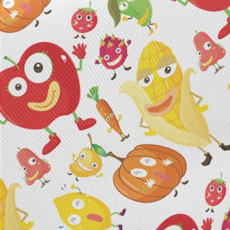 Funny Fruits And Vegetables Wi Midweight Cotton Poplin