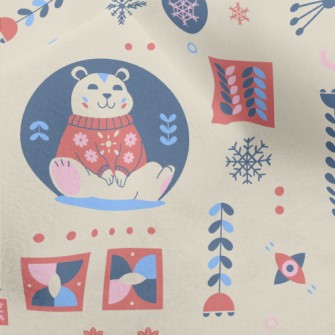 Snowflakes And Cute Polar Bear Micro Fleece