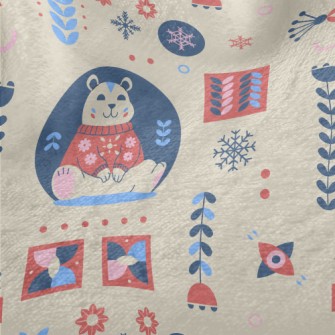 Snowflakes And Cute Polar Bear Minky