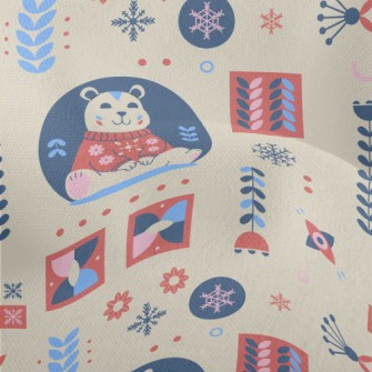 Snowflakes And Cute Polar Bear Lightweight Performance Linen