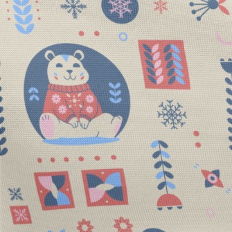 Snowflakes And Cute Polar Bear Pongee