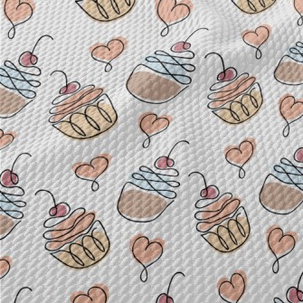 Colorful Doodle Cherry Cake Birdseye Piqué