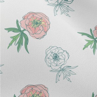 Doodle Pink Flowers Chiffon