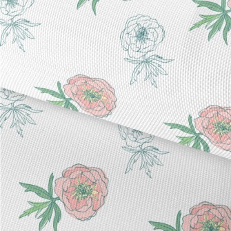 Doodle Pink Flowers Waterproof Oxford