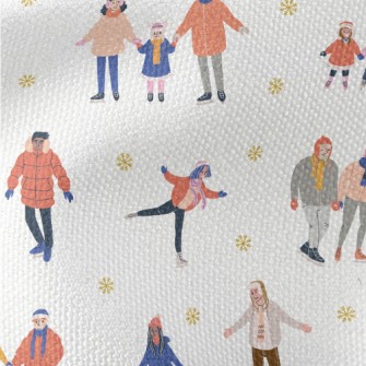 People Skating Together In Win Waterproof Canvas