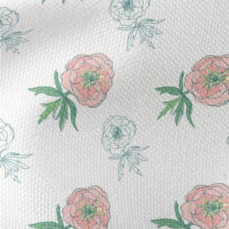 Doodle Pink Flowers Waterproof Canvas