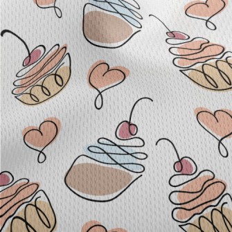 Colorful Doodle Cherry Cake Athletic Mesh Flat Back
