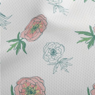 Doodle Pink Flowers Athletic Mesh Flat Back