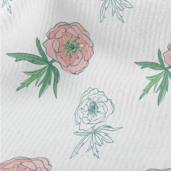 Doodle Pink Flowers Terry