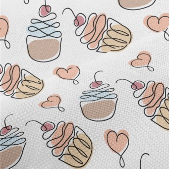 Colorful Doodle Cherry Cake Performance Linen
