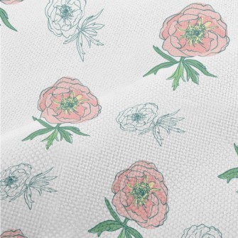 Doodle Pink Flowers Performance Linen
