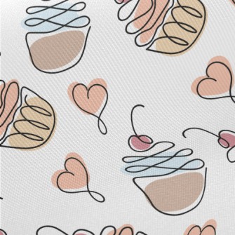 Colorful Doodle Cherry Cake Twill