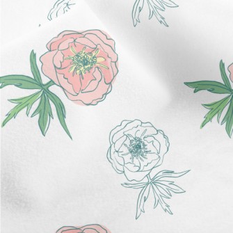 Doodle Pink Flowers Micro Fleece